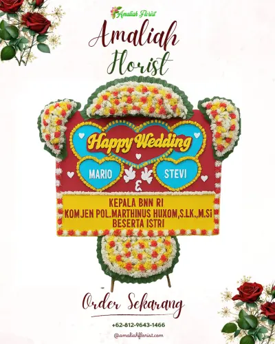 Karangan Papan Bunga Pernikahan di Cicukang